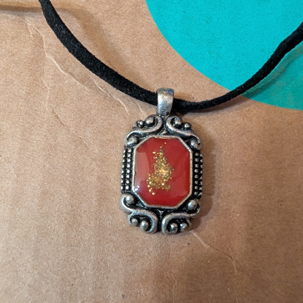 Elegant Silver and Red Pendant Necklace